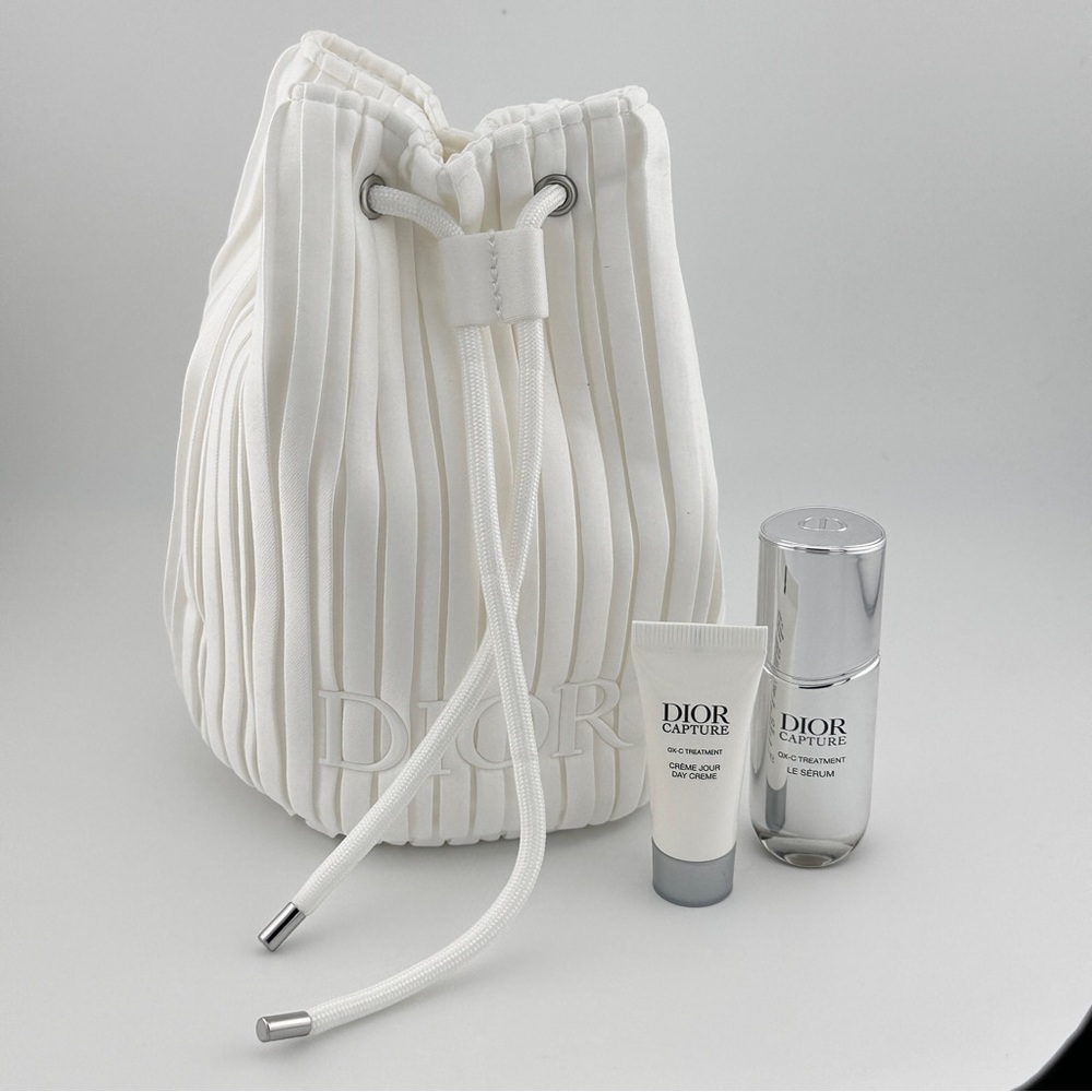 🆕 CHRISTIAN DIOR Limited Ed White Drawstring Bag w/ Skincare Set Authentic & NIB